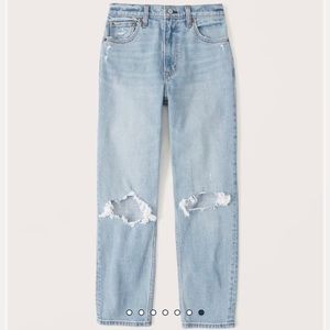 Abercrombie & Fitch High Rise Mom Jean - Light Destroy Regular - Size 24